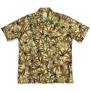 Dos Carolinas Guayabera Shirt Mens Medium Short Sleeve Pleated Pockets Print